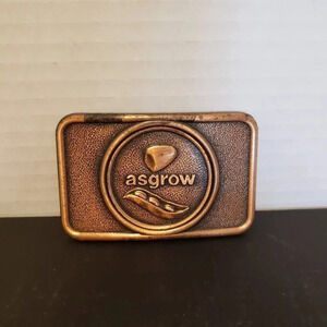 Century  Canada Asgrow Mens Advertising Copper toned Metal Belt Buckle.